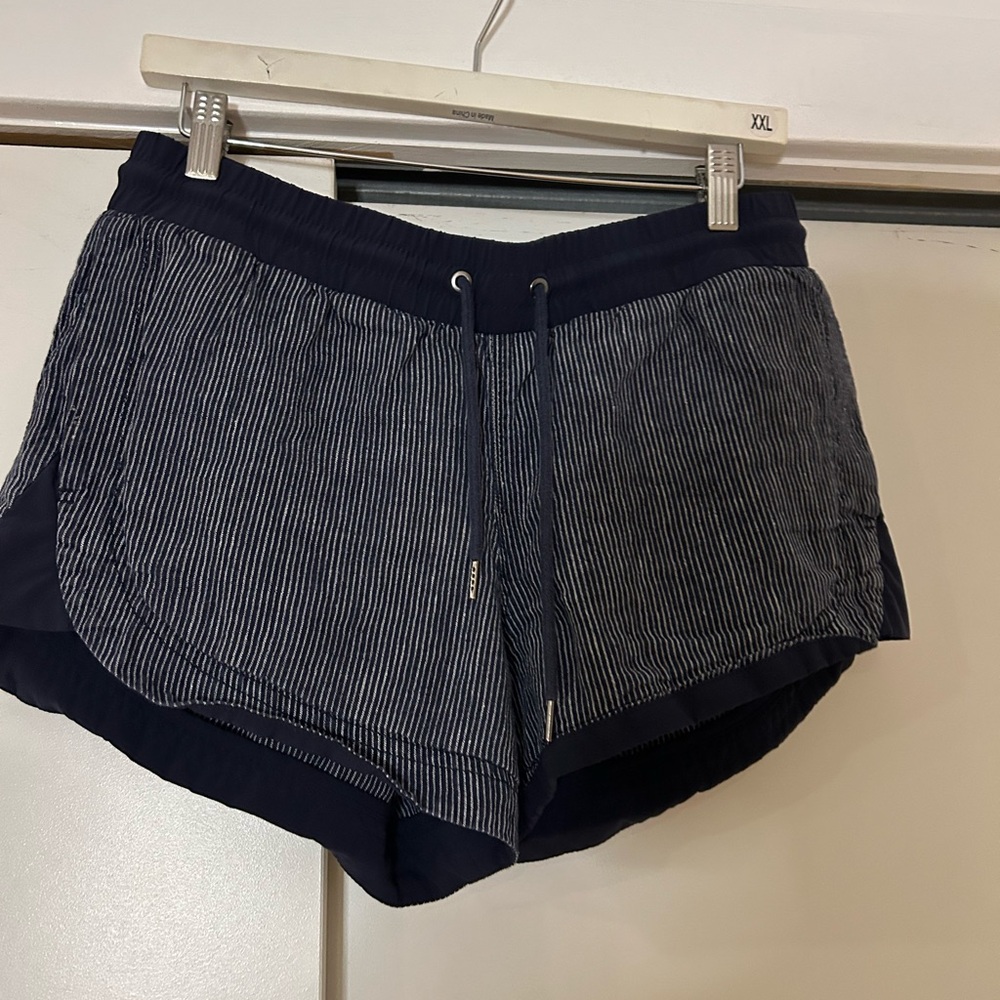 Athleta Navy and White Striped Athletic Shorts